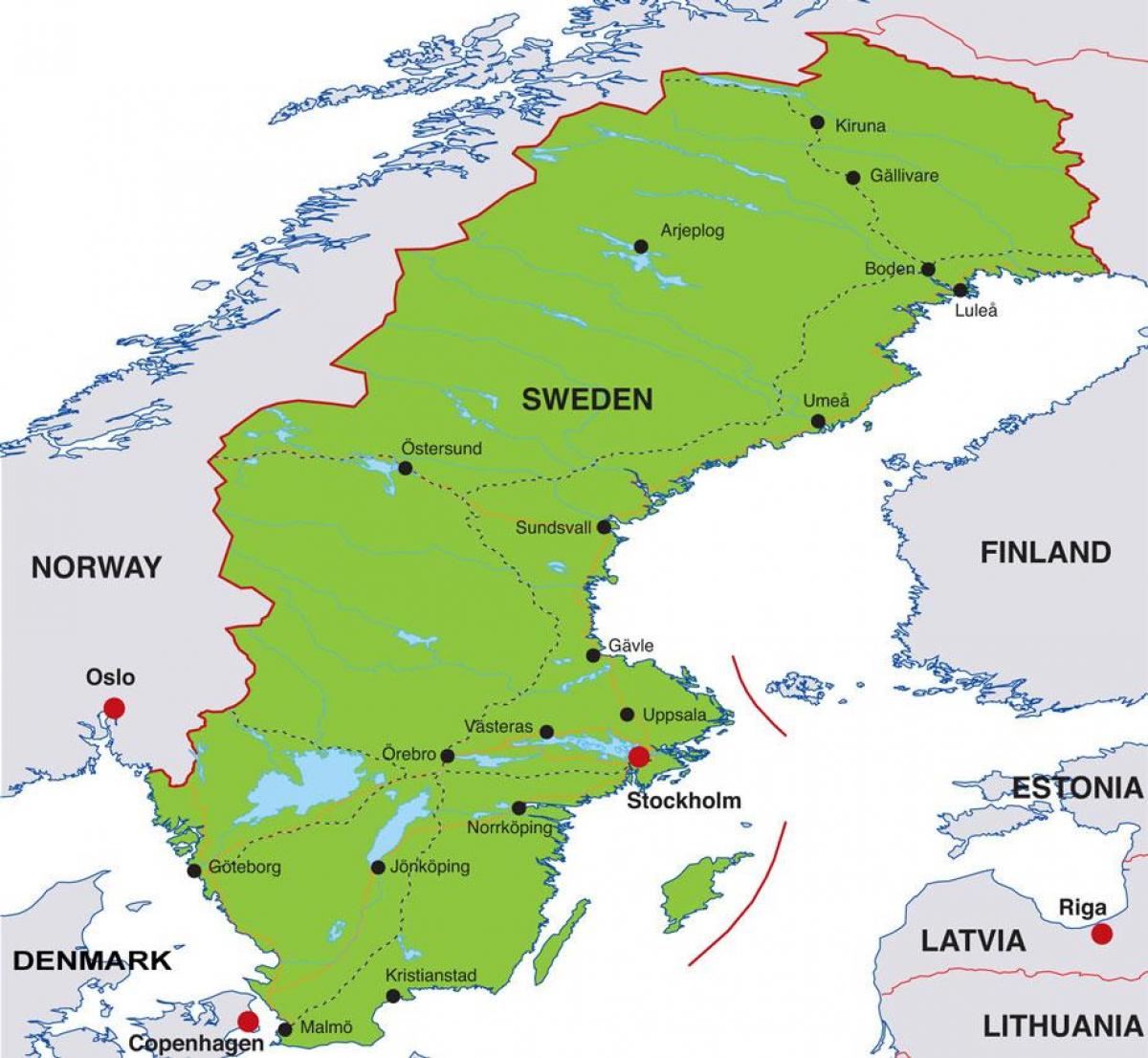 Շվեդիայի մայրաքաղաք քարտեզի վրա