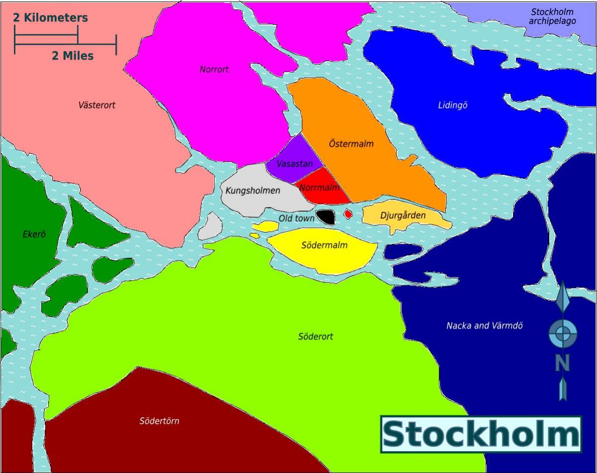 քարտեզ Ստոկհոլմի շրջանների