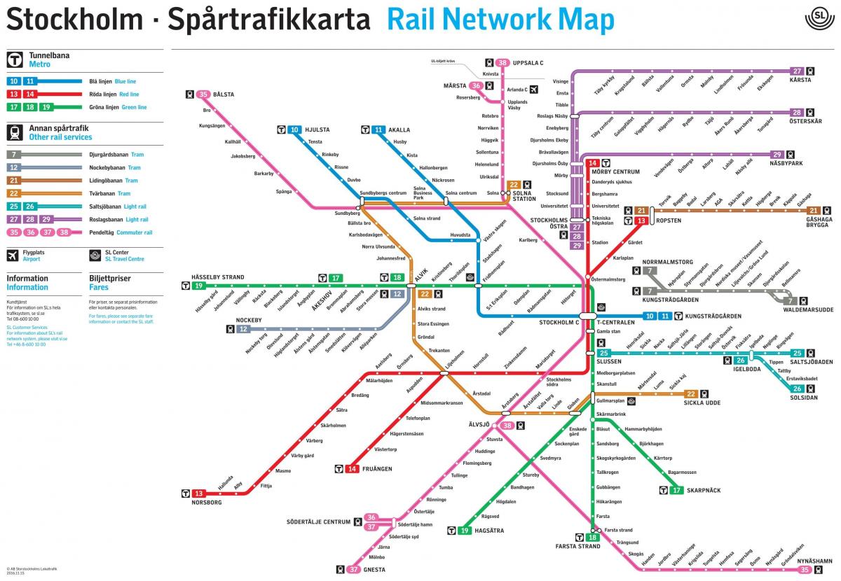 Стокгольмское մետրոյի քարտեզ Շվեդիա
