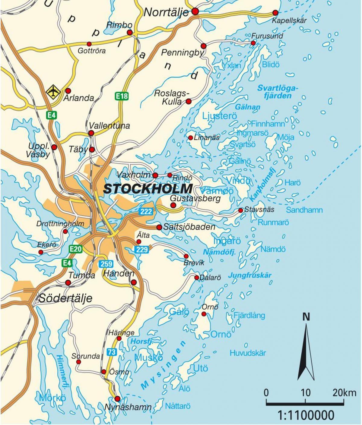 Ստոկհոլմ, Շվեդիա քաղաքի քարտեզի վրա 