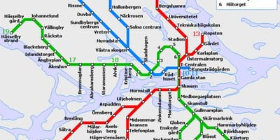 Ստոկհոլմում t Bahn քարտեզ