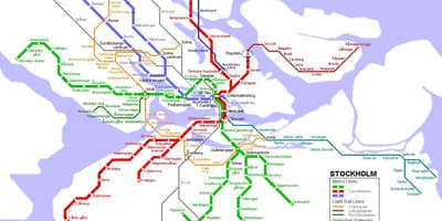 Շվեդիան tunnelbana քարտեզի վրա